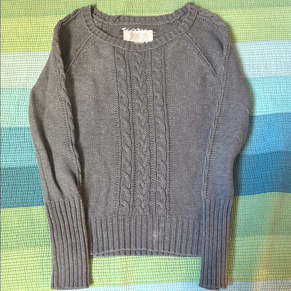 Gray Cable Knit Women's Sweater